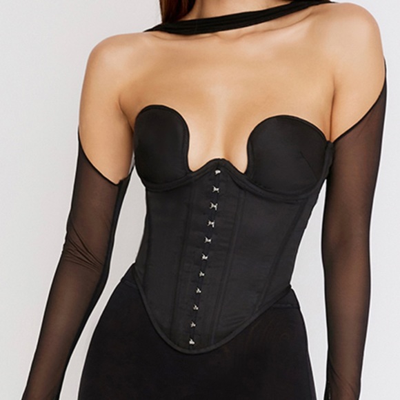 House of CB Tops - House of CB Mina Black Structured Corset Top